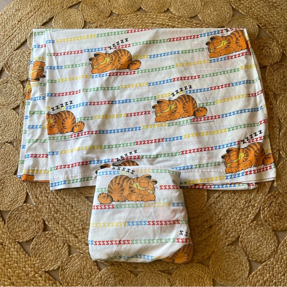 Vintage 1978 Garfield Zzz Twin Bedsheet Sheet Set
